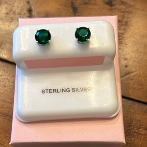 Emerald Green Sterling Silver Stud Earrings